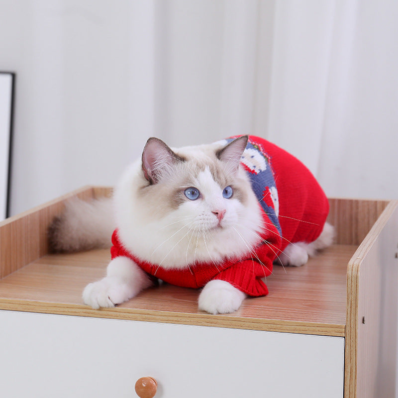 Pet Cat Christmas Sweater Small Dog Warm Clothes