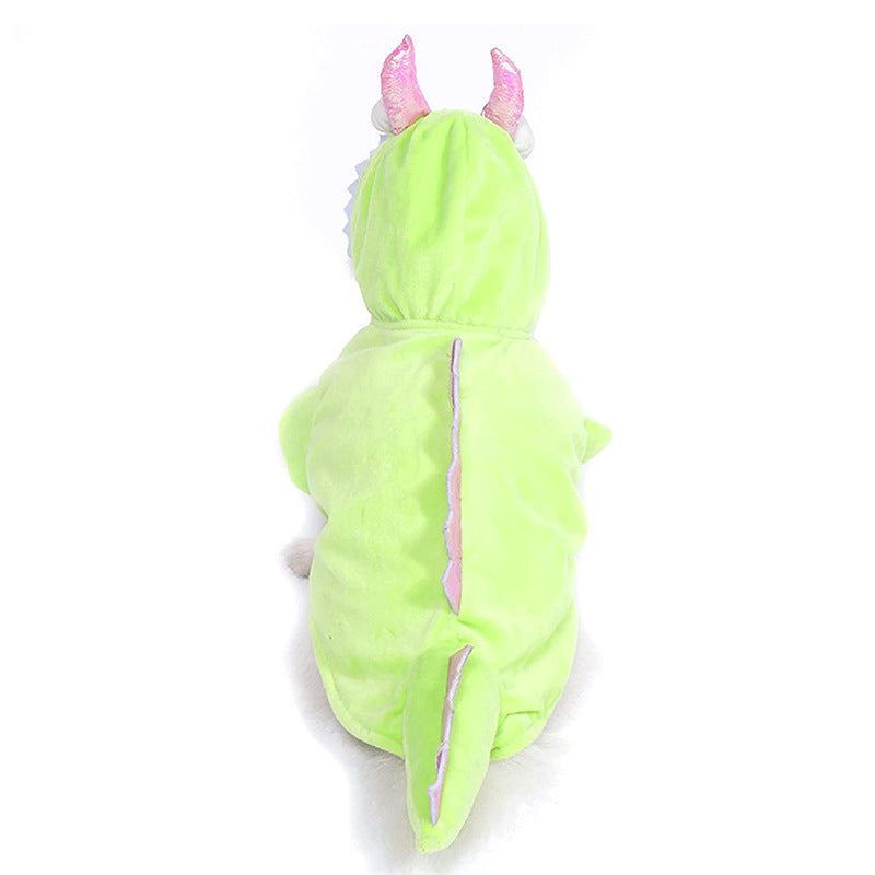 Pet Costume Halloween Dog Green Dinosaur Clothes