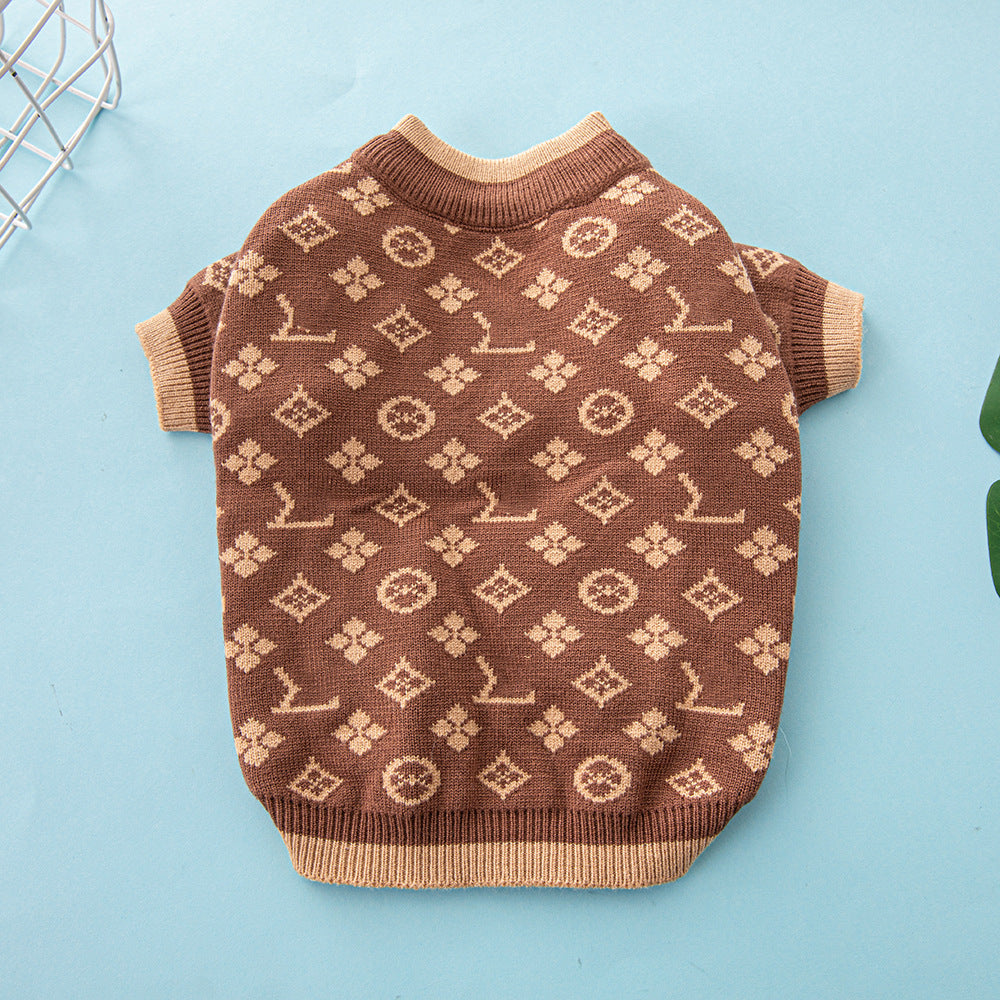 Pet Sweater French Bulldog Pomeranian Small Dog Clothes Luxury Fashion Brand Thick Warm