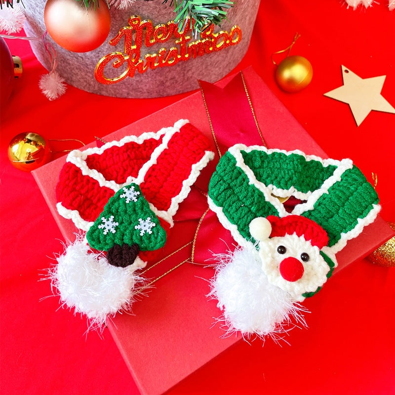 Pet Christmas Knitted Scarf Cat Dog Cute Christmas Tree Bib