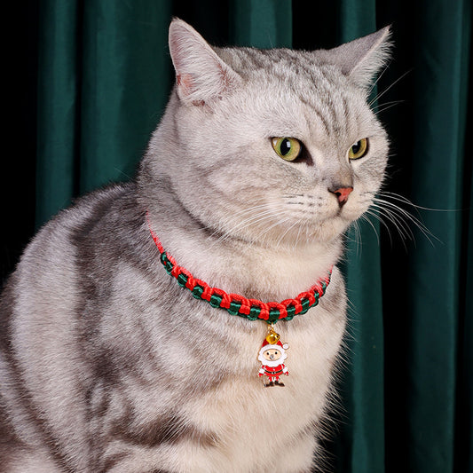 Dog Christmas Braid Collar Pet Cat Necklace