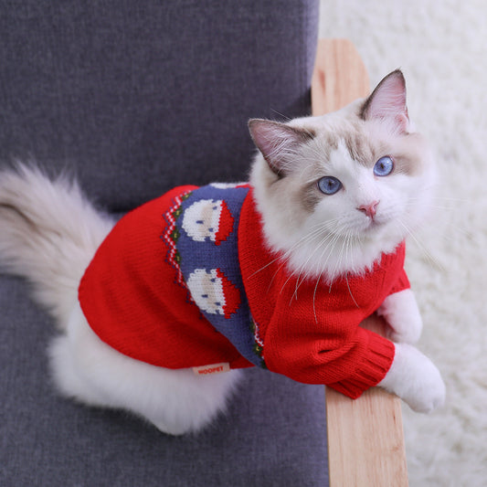 Pet Cat Christmas Sweater Small Dog Warm Clothes