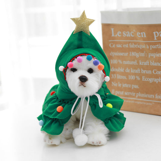 Pet Clothes Christmas Tree Cape Dog Costume