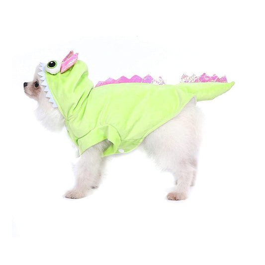 Pet Costume Halloween Dog Green Dinosaur Clothes