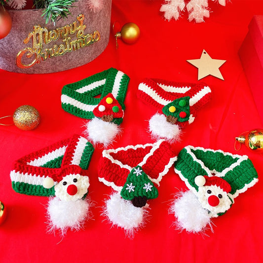 Pet Christmas Knitted Scarf Cat Dog Cute Christmas Tree Bib