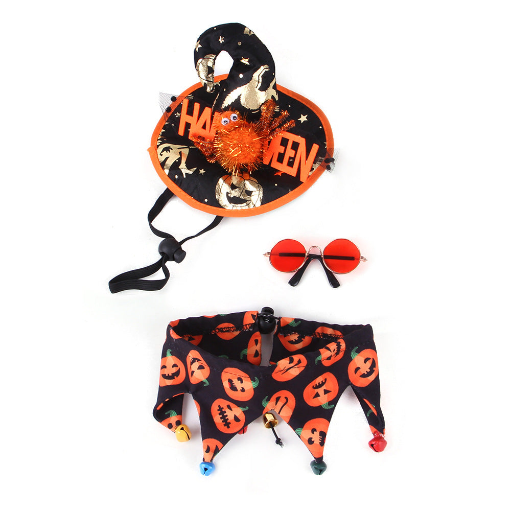 Halloween Pet Bibs Hats Cute Cat Glasses Dog Outfits