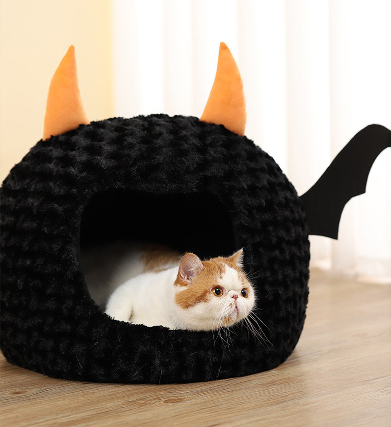 Pet Halloween Devil Cat Nest Large Space Fully Enclosed Warm Puppy Nest