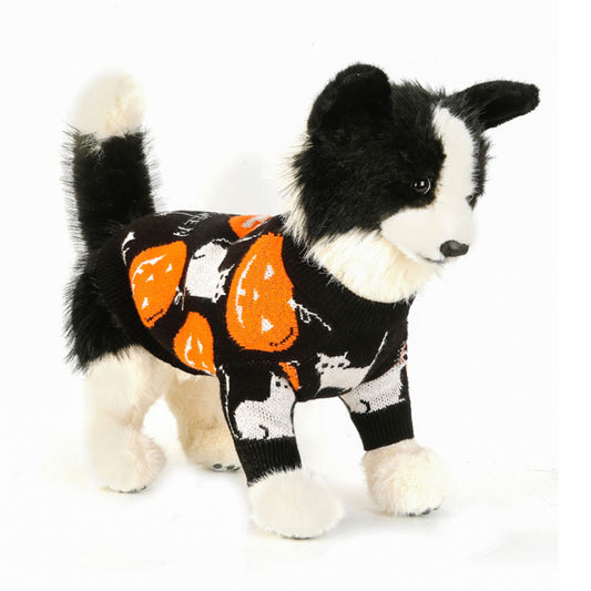 Pet Clothes Pumpkin Black Halloween Sweater Dog Cat Costume