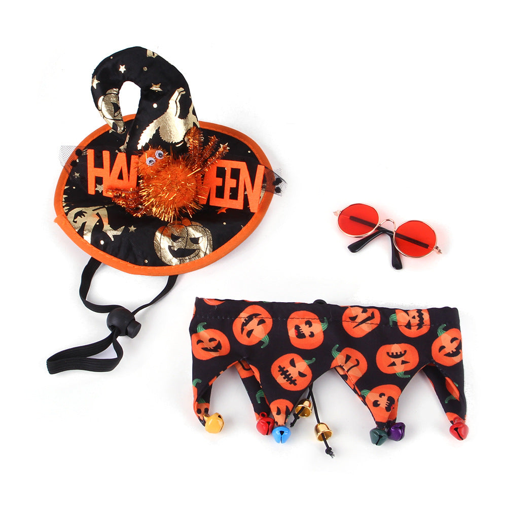 Halloween Pet Bibs Hats Cute Cat Glasses Dog Outfits