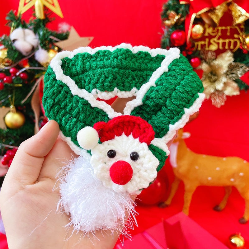 Pet Christmas Knitted Scarf Cat Dog Cute Christmas Tree Bib