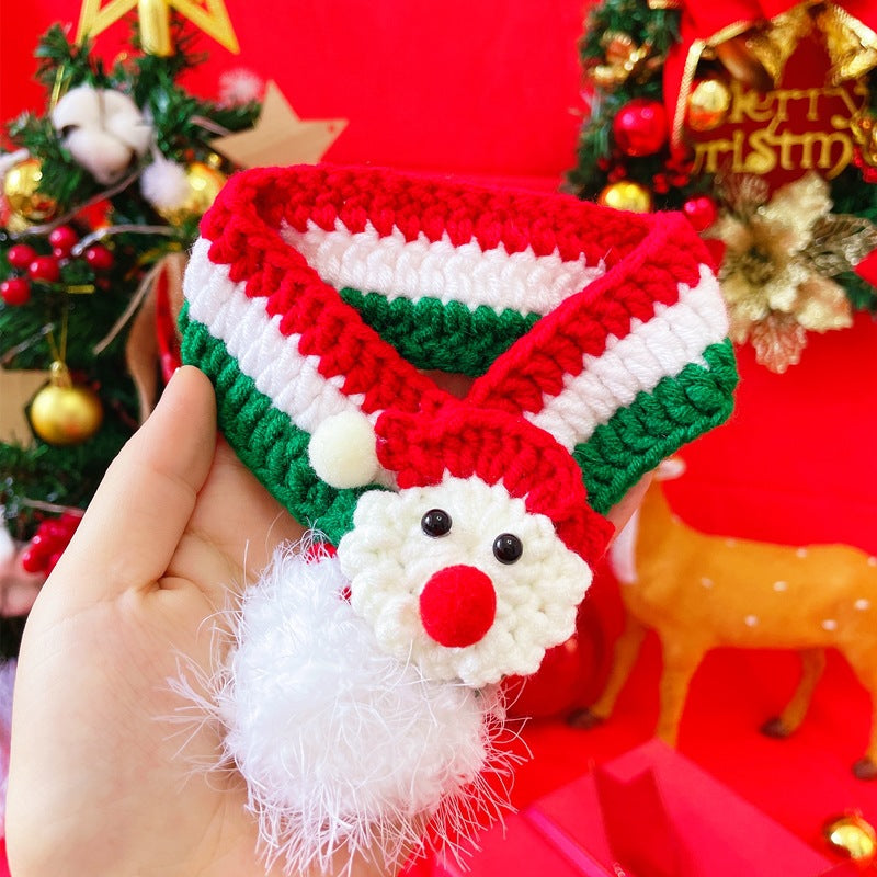 Pet Christmas Knitted Scarf Cat Dog Cute Christmas Tree Bib